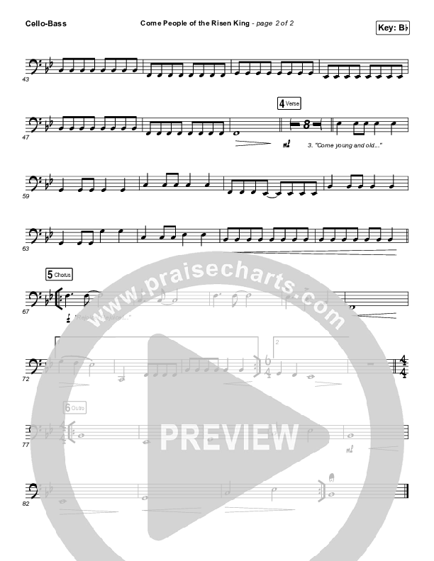 Come People Of The Risen King Cello/Bass (Keith & Kristyn Getty)