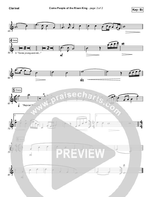 Come People Of The Risen King Clarinet (Keith & Kristyn Getty)