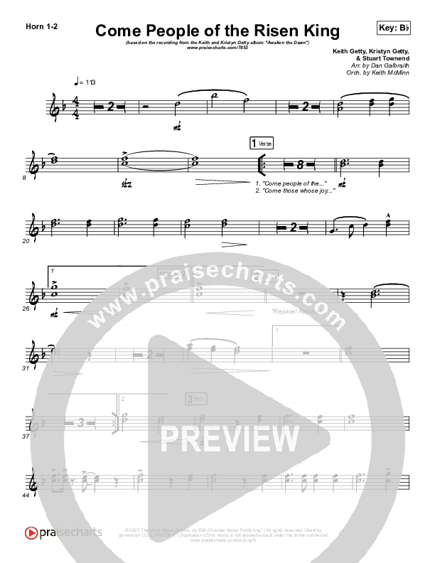 Come People Of The Risen King French Horn 1/2 (Keith & Kristyn Getty)