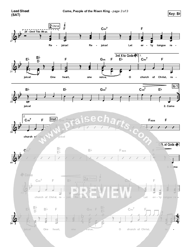 Come People Of The Risen King Lead Sheet (SAT) (Keith & Kristyn Getty)