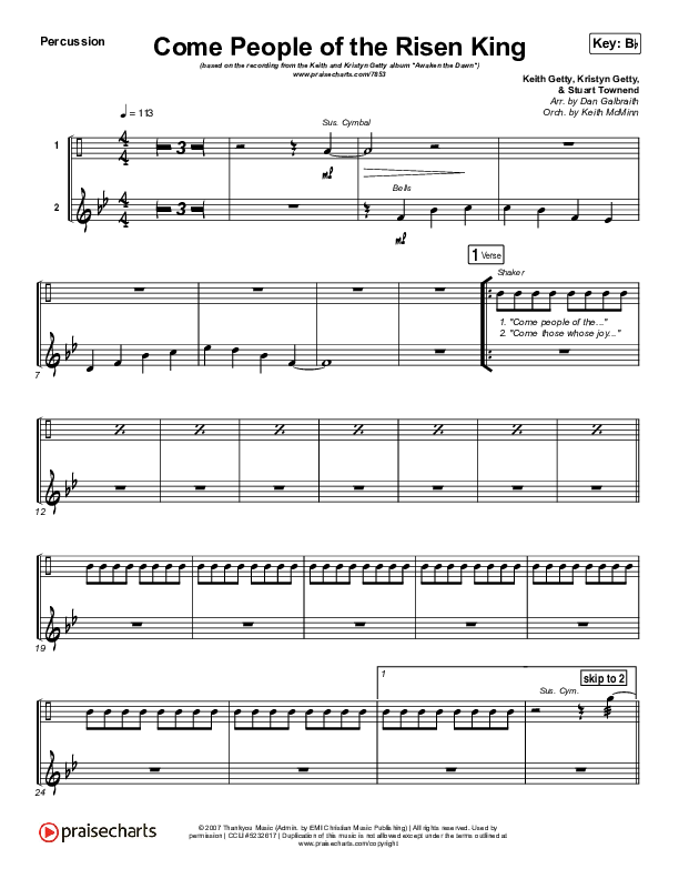 Come People Of The Risen King Percussion (Keith & Kristyn Getty)