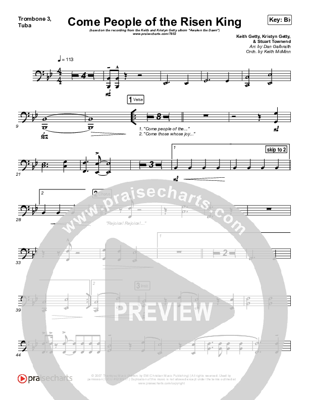 Come People Of The Risen King Trombone 3/Tuba (Keith & Kristyn Getty)