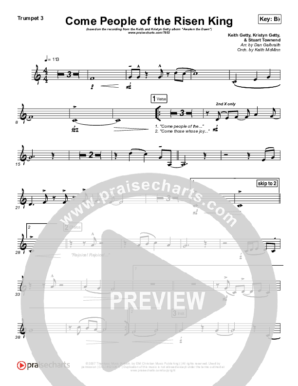 Come People Of The Risen King Trumpet 3 (Keith & Kristyn Getty)