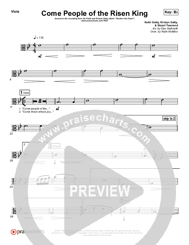Come People Of The Risen King Viola (Keith & Kristyn Getty)