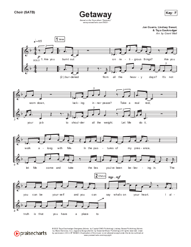 Getaway Choir Sheet (SATB) (TAYA)