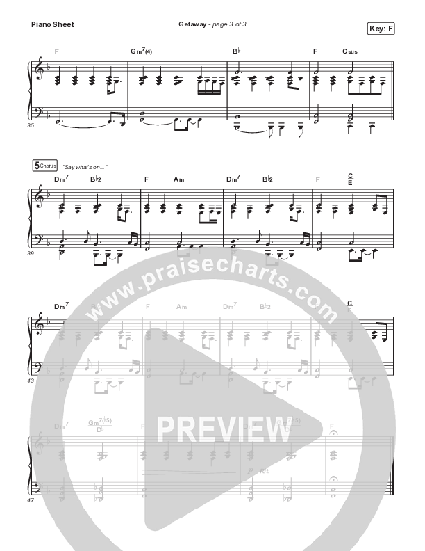 Getaway Piano Sheet (TAYA)