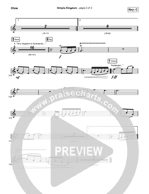 Simple Kingdom (Live) Oboe (Bryan & Katie Torwalt)