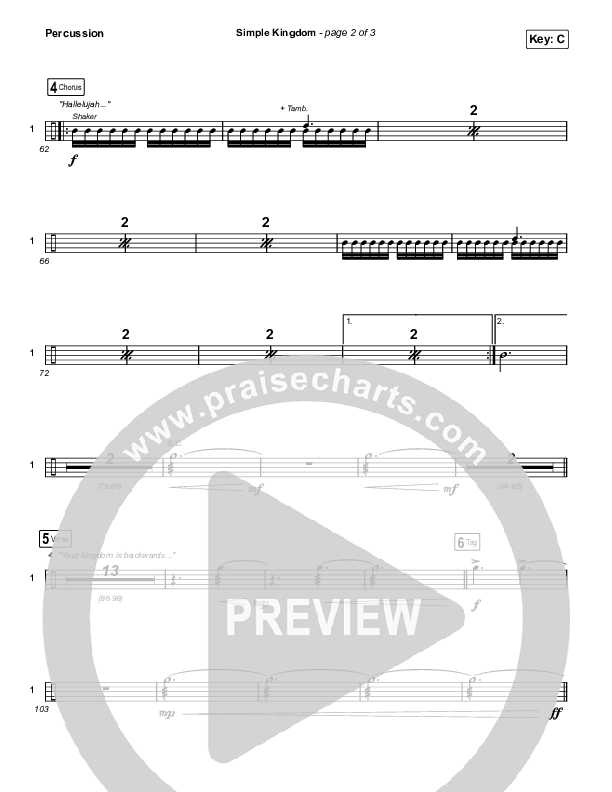 Simple Kingdom (Live) Percussion (Bryan & Katie Torwalt)