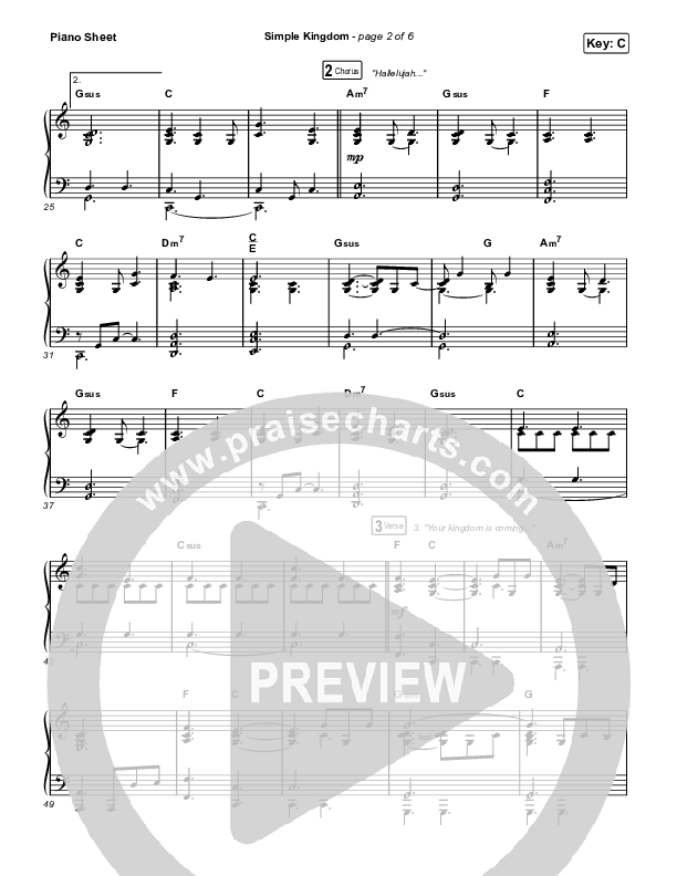 Simple Kingdom (Live) Piano Sheet (Bryan & Katie Torwalt)
