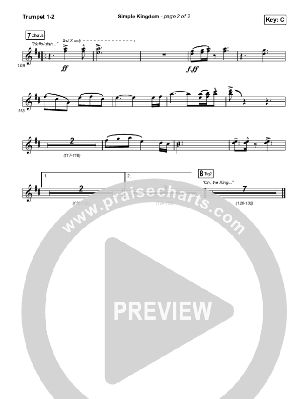 Simple Kingdom (Live) Trumpet 1,2 (Bryan & Katie Torwalt)