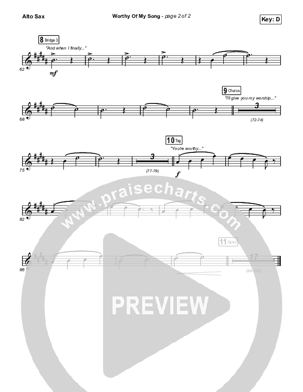 Worthy Of My Song (Choral Anthem SATB) Sax Pack (Phil Wickham / Arr. Mason Brown)