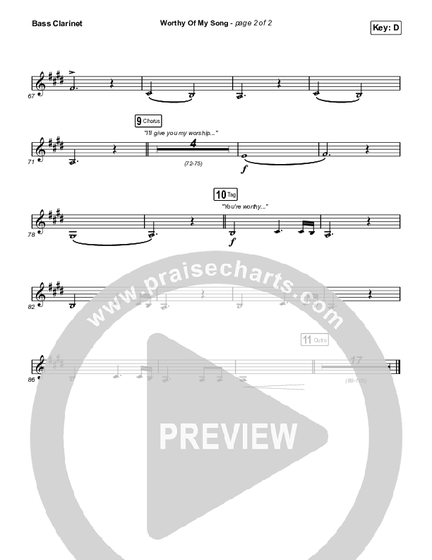 Worthy Of My Song (Choral Anthem SATB) Bass Clarinet (Phil Wickham / Arr. Mason Brown)
