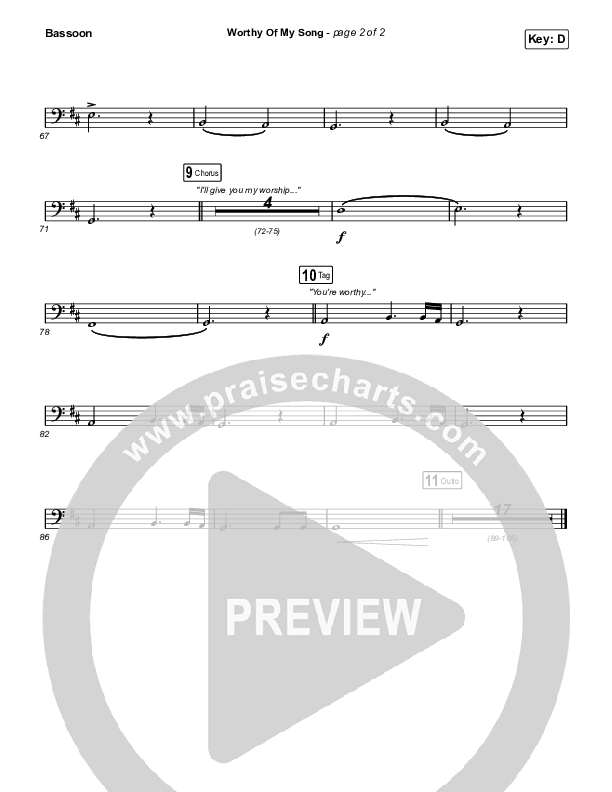 Worthy Of My Song (Choral Anthem SATB) Bassoon (Phil Wickham / Arr. Mason Brown)