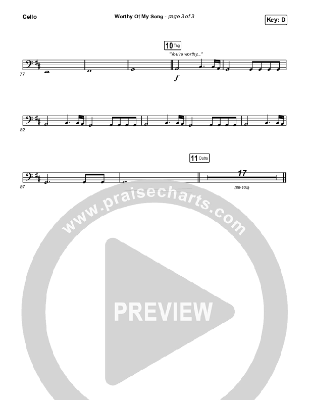 Worthy Of My Song (Choral Anthem SATB) Cello (Phil Wickham / Arr. Mason Brown)