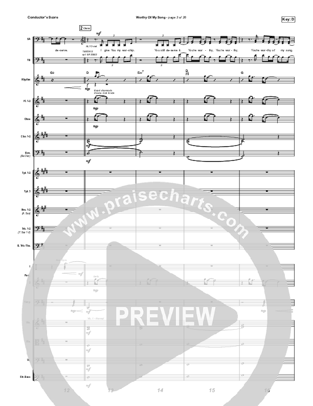Worthy Of My Song (Choral Anthem SATB) Conductor's Score (Phil Wickham / Arr. Mason Brown)