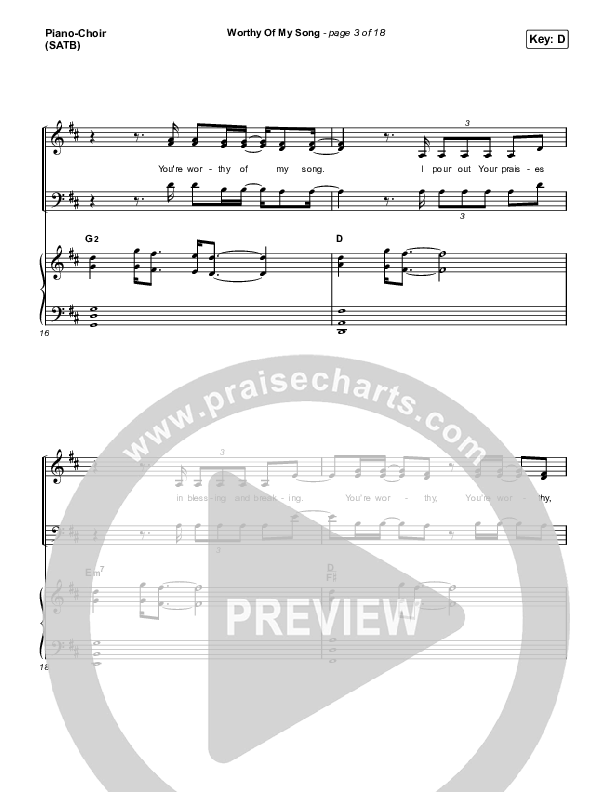 Worthy Of My Song (Choral Anthem SATB) Piano/Vocal (SATB) (Phil Wickham / Arr. Mason Brown)