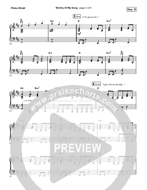 Worthy Of My Song (Choral Anthem SATB) Piano Sheet (Phil Wickham / Arr. Mason Brown)