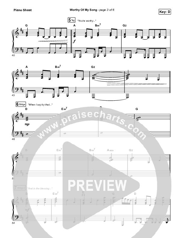 Worthy Of My Song (Choral Anthem SATB) Piano Sheet (Phil Wickham / Arr. Mason Brown)