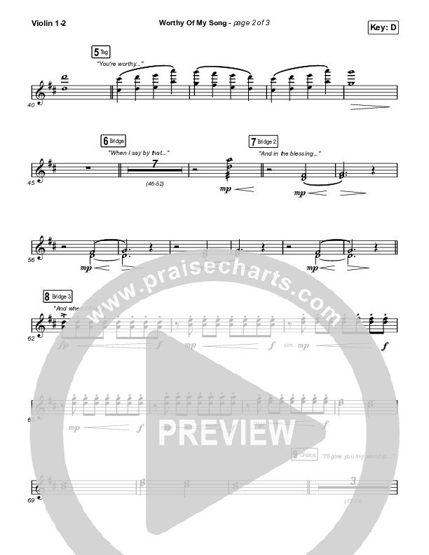 Worthy Of My Song (Choral Anthem SATB) String Pack (Phil Wickham / Arr. Mason Brown)