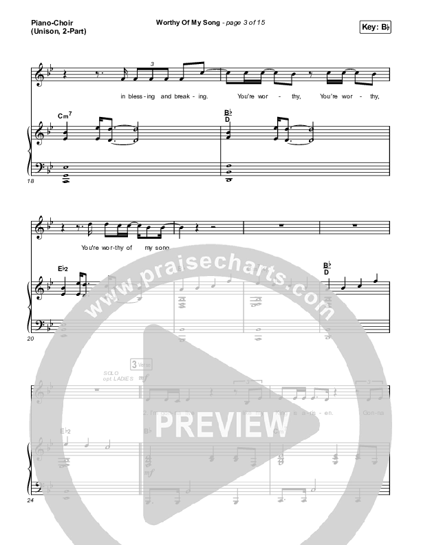 Worthy Of My Song (Unison/2-Part Choir) Piano/Choir  (Uni/2-Part) (Phil Wickham / Chris Quilala / Arr. Mason Brown)