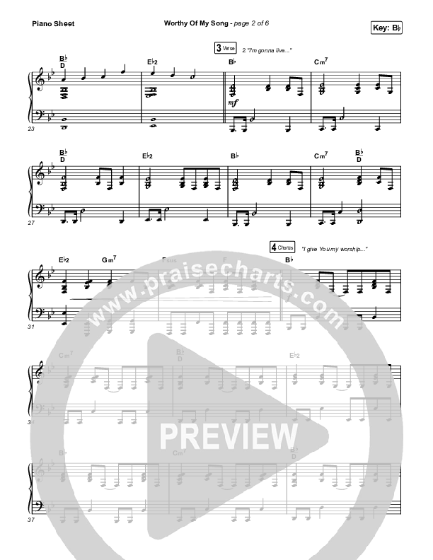 Worthy Of My Song (Unison/2-Part Choir) Piano Sheet (Phil Wickham / Chris Quilala / Arr. Mason Brown)