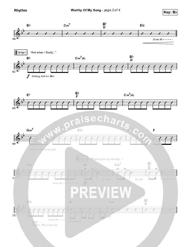 Worthy Of My Song (Unison/2-Part Choir) Rhythm Chart (Phil Wickham / Chris Quilala / Arr. Mason Brown)