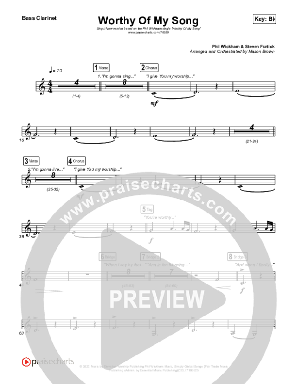 Worthy Of My Song (Sing It Now SATB) Bass Clarinet (Phil Wickham / Arr. Mason Brown)