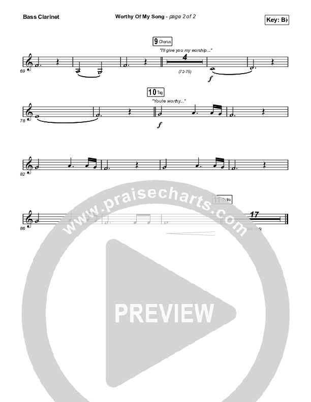 Worthy Of My Song (Sing It Now SATB) Bass Clarinet (Phil Wickham / Arr. Mason Brown)