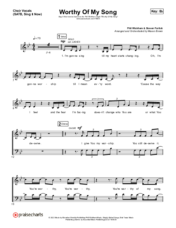 Worthy Of My Song (Sing It Now SATB) Choir Sheet (SATB) (Phil Wickham / Arr. Mason Brown)