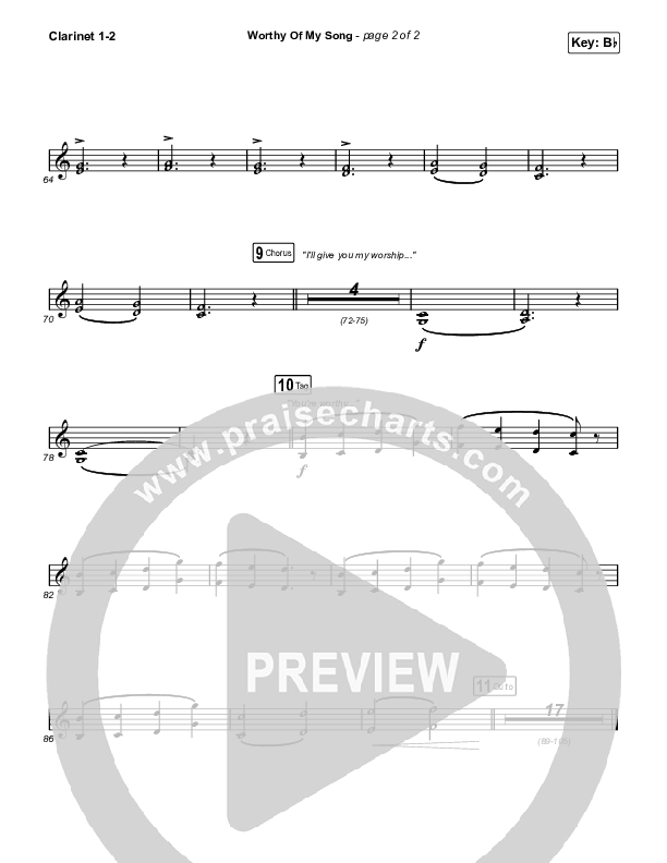 Worthy Of My Song (Sing It Now SATB) Clarinet 1/2 (Phil Wickham / Arr. Mason Brown)