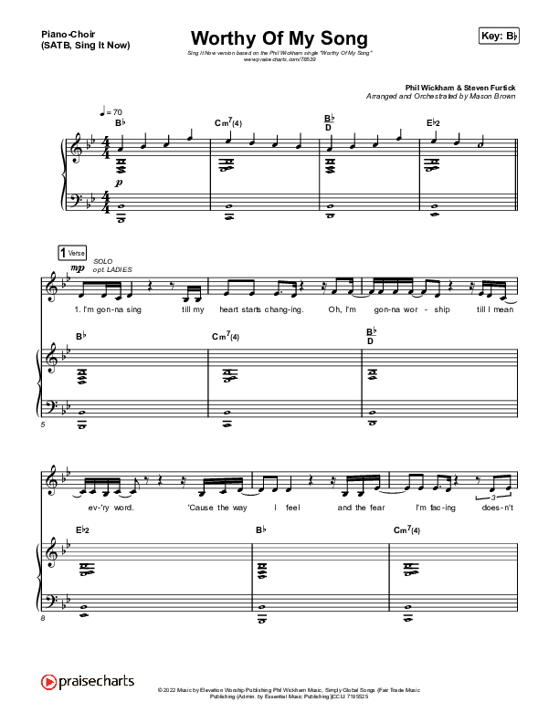 Worthy Of My Song (Sing It Now SATB) Piano/Choir (SATB) (Phil Wickham / Arr. Mason Brown)