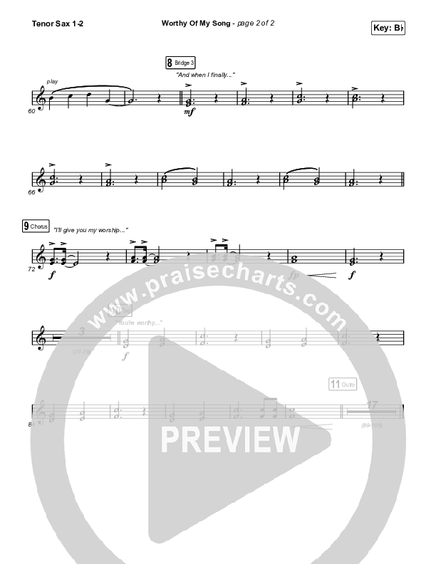 Worthy Of My Song (Sing It Now SATB) Tenor Sax 1/2 (Phil Wickham / Arr. Mason Brown)