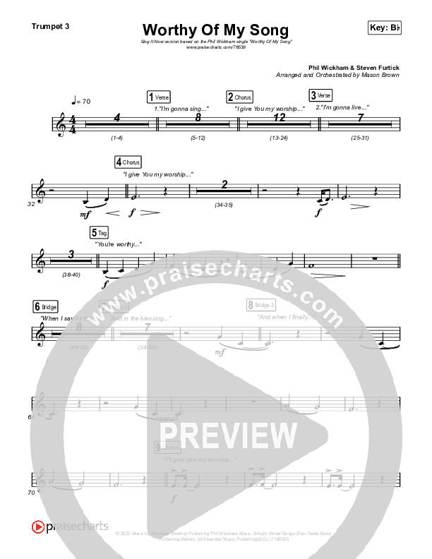 Worthy Of My Song (Sing It Now SATB) Trumpet 3 (Phil Wickham / Arr. Mason Brown)