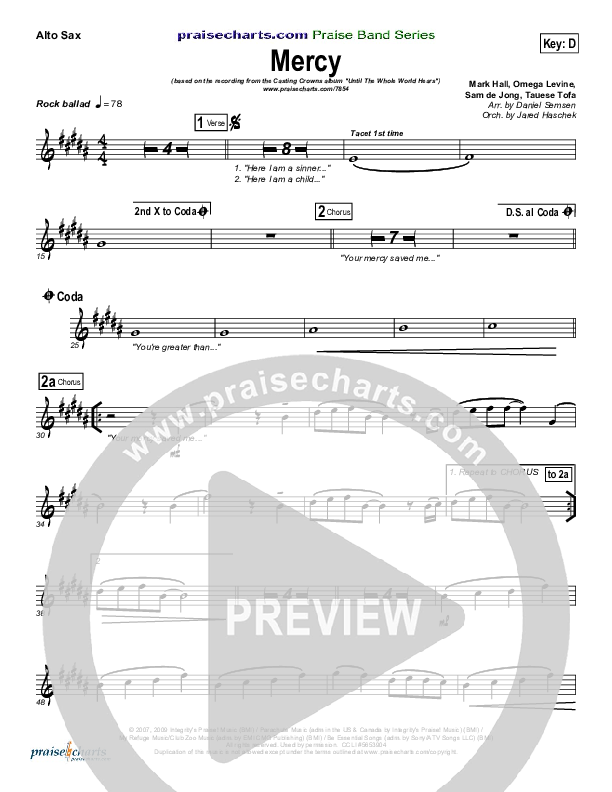 Mercy Alto Sax (Casting Crowns)