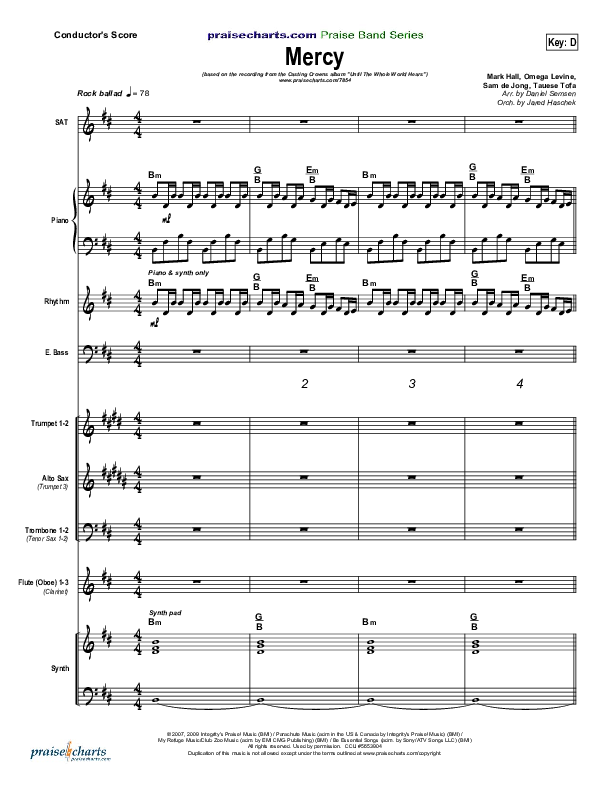 Mercy Conductor's Score (Casting Crowns)