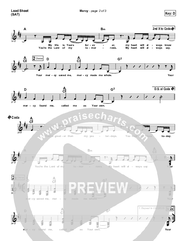Mercy Lead Sheet (SAT) (Casting Crowns)