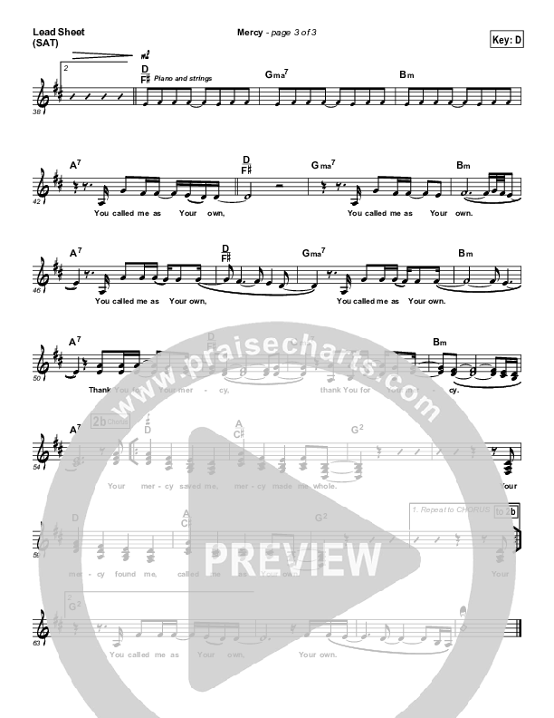 Mercy Lead Sheet (SAT) (Casting Crowns)