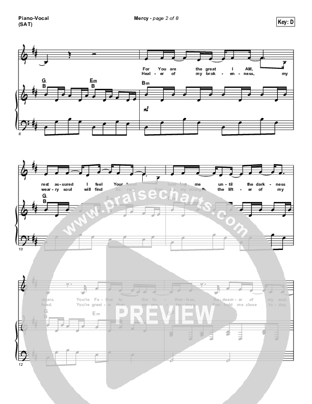Mercy Piano/Vocal (SAT) (Casting Crowns)