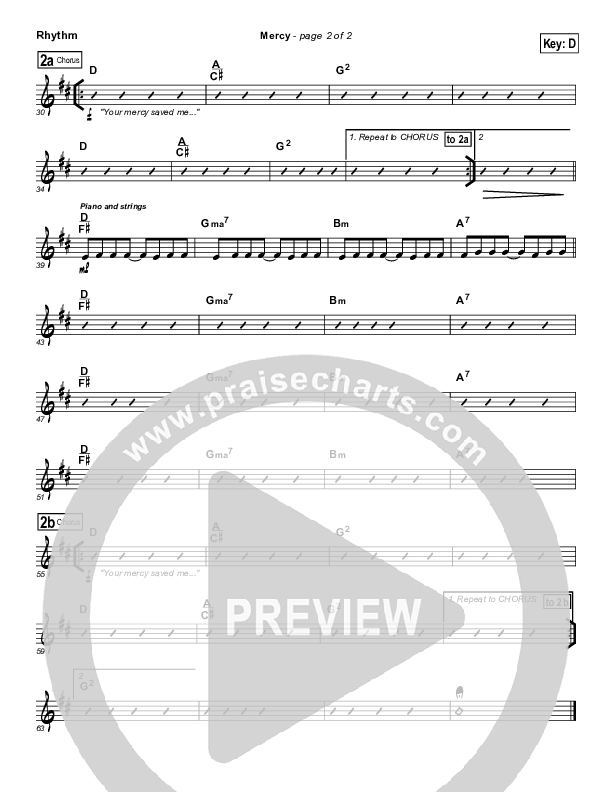 Mercy Rhythm Chart (Casting Crowns)