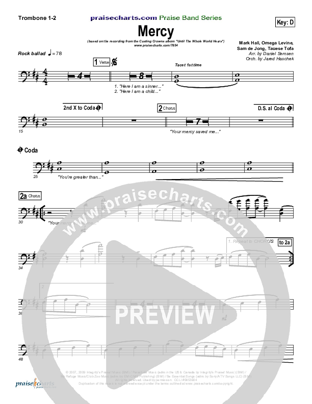 Mercy Trombone 1/2 (Casting Crowns)