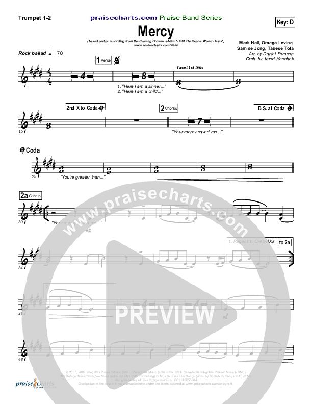 Mercy Brass Pack (Casting Crowns)