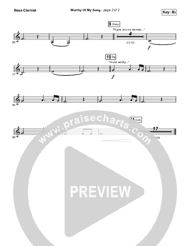 Worthy Of My Song (Worship Choir SAB) Bass Clarinet (Phil Wickham / Arr. Mason Brown)