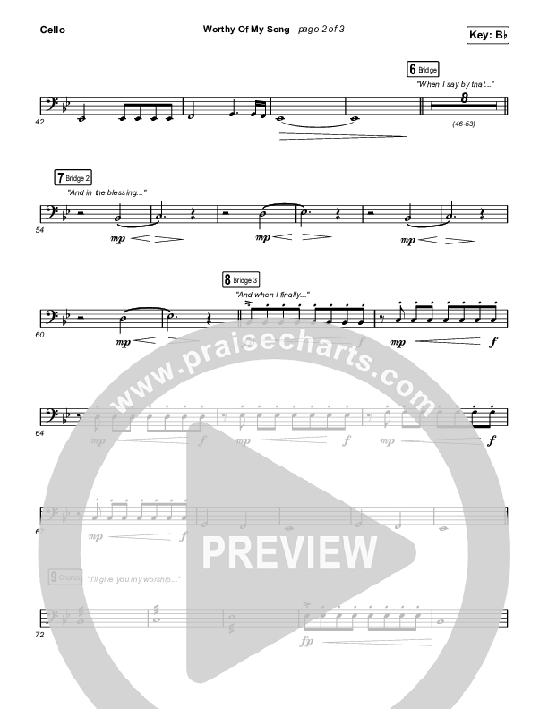 Worthy Of My Song (Worship Choir SAB) Cello (Phil Wickham / Arr. Mason Brown)