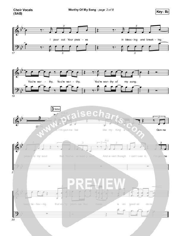 Worthy Of My Song (Worship Choir SAB) Choir Sheet (SAB) (Phil Wickham / Arr. Mason Brown)
