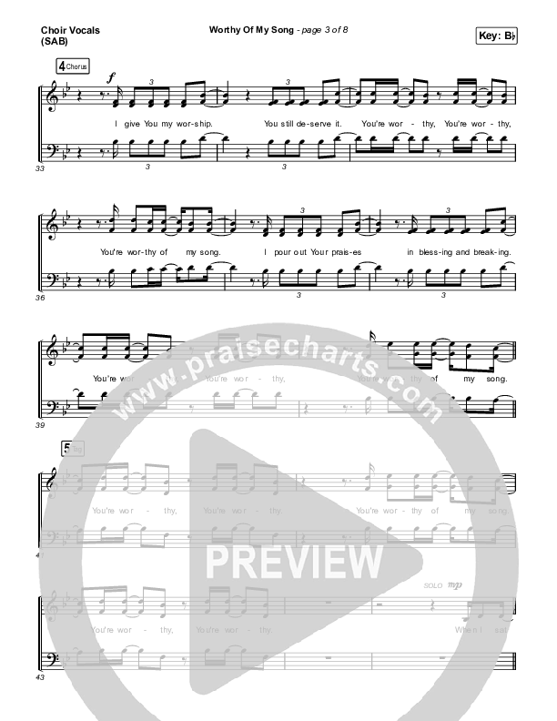 Worthy Of My Song (Worship Choir SAB) Choir Sheet (SAB) (Phil Wickham / Arr. Mason Brown)