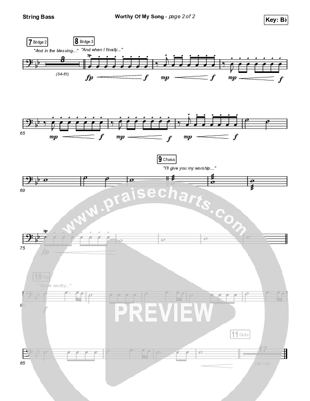 Worthy Of My Song (Worship Choir SAB) Double Bass (Phil Wickham / Arr. Mason Brown)