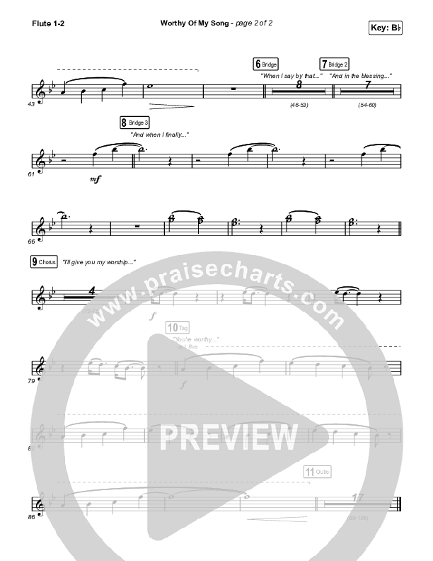 Worthy Of My Song (Worship Choir SAB) Flute 1/2 (Phil Wickham / Arr. Mason Brown)