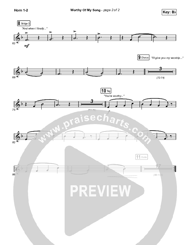 Worthy Of My Song (Worship Choir SAB) French Horn 1/2 (Phil Wickham / Arr. Mason Brown)