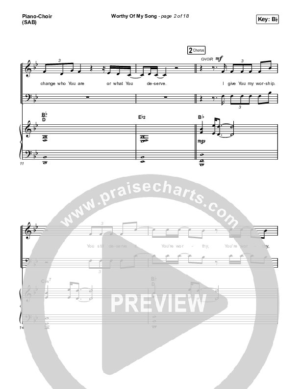 Worthy Of My Song (Worship Choir SAB) Piano/Choir (SAB) (Phil Wickham / Arr. Mason Brown)