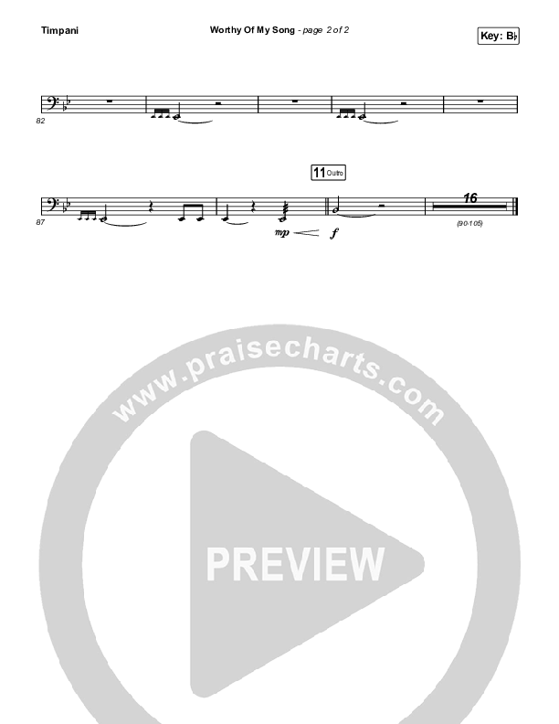 Worthy Of My Song (Worship Choir SAB) Timpani (Phil Wickham / Arr. Mason Brown)